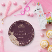 キンセアニェラブルゴーニュバラ金ゴールドティアラドレス名 ペーパープレート (パーティー)