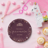 キンセアニェラブルゴーニュバラ金ゴールドティアラ名字スクリプト ペーパープレート (パーティー)