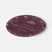 キンセアニェラブルゴーニュバラ金ゴールドティアラ名字スクリプト ペーパープレート (アングル)