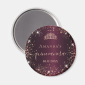 キンセアニェラブルゴーニュバラ金ゴールドティアラ名字スクリプト マグネット (正面/裏面)