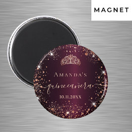 キンセアニェラブルゴーニュバラ金ゴールドティアラ名字スクリプト マグネット