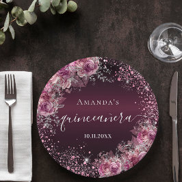 キンセアニェラブルゴーニュピンクグリッターフローラ名 ペーパープレート