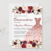 キンセアニェラブルゴーニュフローラグリッタードレスフォト 招待状 (正面)