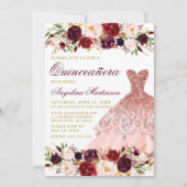 キンセアニェラブルゴーニュフローラグリッタードレス金ゴールド 招待状 (正面)