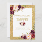 キンセアニェラブルゴーニュフローラフォト金ゴールドグリッター 招待状 (裏面)