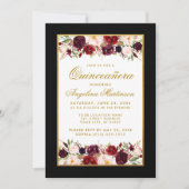 キンセアニェラブルゴーニュフローラ白黒金ゴールド写真 招待状 (正面)