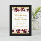 キンセアニェラブルゴーニュフローラ白黒金ゴールド写真 招待状 (スタンド正面)