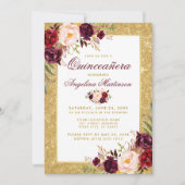 キンセアニェラブルゴーニュフローラ金ゴールドグリッター 招待状 (正面)