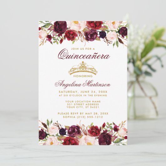 キンセアニェラブルゴーニュフローラ金ゴールド王冠の写真 招待状 (スタンド正面)