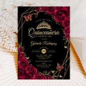 キンセアニェラブルゴーニュブラック金ゴールドフローラ 招待状