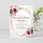 キンセアニェラブルゴーニュモダンピンク幾何学フローラ 招待状 (スタンド正面)