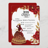 キンセアニェラブルゴーニュ金ゴールド女性のカーボーイ招待状 招待状 (正面/裏面)