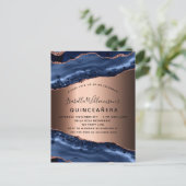 キンセアニェラブルーアガテ大理石バラ金ゴールド インビテーションポストカード (スタンド正面)