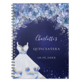 キンセアニェラブルーグリッタードレスフローラゲストブック ノートブック (正面)