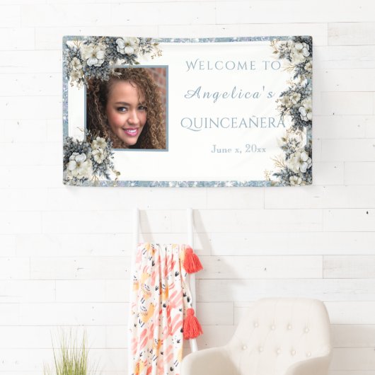 キンセアニェラブルーグリッター水彩花 横断幕 (インサイチュ)