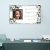 キンセアニェラブルーグリッター水彩花 横断幕 (トレードショー)