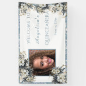 キンセアニェラブルーグリッター水彩花 横断幕 (縦)