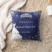 キンセアニェラブルーシルバーグリッターティアラのドレス名 クッション (ブランケット)