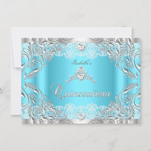 キンセアニェラブルーシルバーダイヤモンドティアラ15thパーティー2 招待状 (正面)