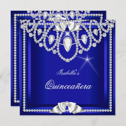 キンセアニェラブルーシルバーダイヤモンドパーティー15日 招待状 (正面/裏面)