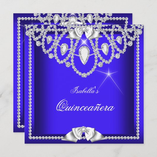 キンセアニェラブルーシルバーダイヤモンドパーティー15th 3 招待状 (正面/裏面)