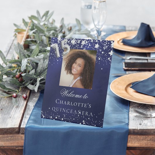 キンセアニェラブルーシルバー星写真パーティーへようこそ 台座サイン