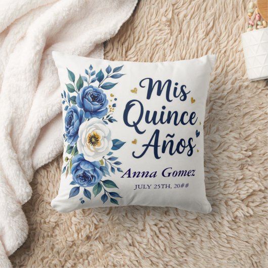 キンセアニェラブルーバラミパーソナライズされたクリンスアノス クッション (ブランケット)