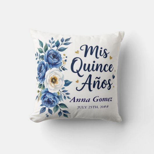 キンセアニェラブルーバラミパーソナライズされたクリンスアノス クッション (正面)