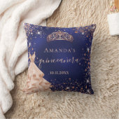 キンセアニェラブルーバラ金ゴールドティアラドレス名 クッション (ブランケット)