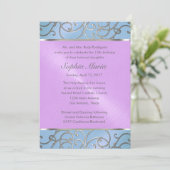 キンセアニェラブルーパープルシルバーフィリグリー渦巻き 招待状 (スタンド正面)