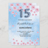 キンセアニェラブルーピンクの開花花模様 招待状 (正面/裏面)