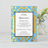 キンセアニェラブルー紙吹雪金ゴールド誕生日パーティー 招待状 (スタンド正面)