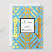 キンセアニェラブルー紙吹雪金ゴールド誕生日パーティー 招待状 (裏面)