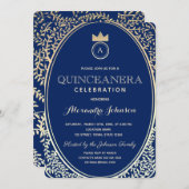 キンセアニェラブ王室のルーアンド金ゴールドプリンセスモノグラム 招待状 (正面/裏面)