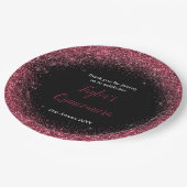 キンセアニェラプラムパープルフェイクグリッター ペーパープレート (アングル)