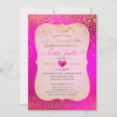 キンセアニェラプリンセスクラウンフェイク金ゴールド紙吹雪ピンク 招待状 (裏面)