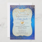 キンセアニェラプリンセスクラウンフェイク金ゴールド紙吹雪ブルー 招待状 (裏面)