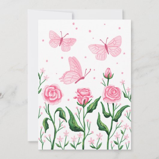 キンセアニェラプリンセスバラバタフライピンク 招待状 (裏面)