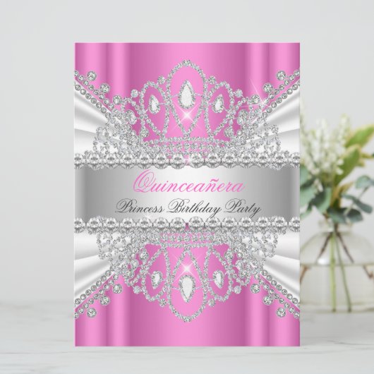 キンセアニェラプリンセスピンクホワイトダイヤモンドティアラ 招待状 (スタンド正面)