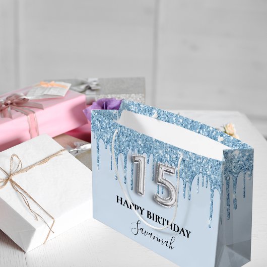 キンセアニェラベビーブルーグリッタードリップス名 ラージペーパーバッグ