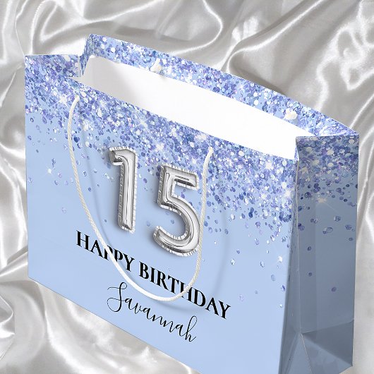 キンセアニェラベビーブルーグリッター名 ラージペーパーバッグ