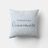 キンセアニェラベビーブルーシルバーグリッターダスト名 クッション (裏面)