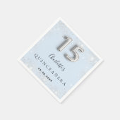 キンセアニェラベビーブルーシルバーグリッターダスト スタンダードカクテルナプキン (角)