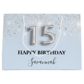 キンセアニェラベビーブルーシルバーグリッターダスト ラージペーパーバッグ (正面)