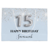 キンセアニェラベビーブルーシルバーグリッターダスト ラージペーパーバッグ (裏面)