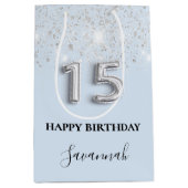 キンセアニェラベビーブルーシルバーグリッター名 ミディアムペーパーバッグ (正面)