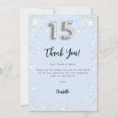 キンセアニェラベビーブルーシルバーサンキューカード 招待状 (正面)