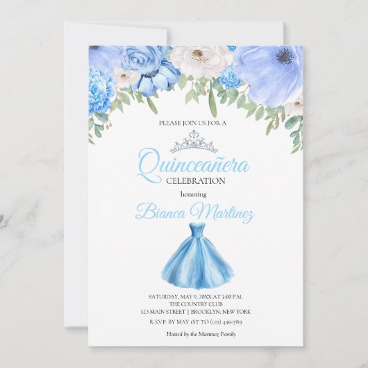 キンセアニェラベビーブルードレスミカンス 招待状 (正面)