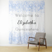 キンセアニェラベビーブルーホワイトウェルカム タペストリー (インサイチュ)