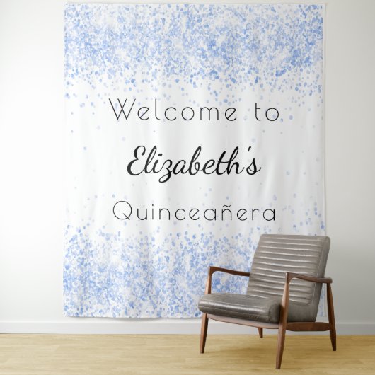 キンセアニェラベビーブルーホワイトウェルカム タペストリー (インサイチュ)